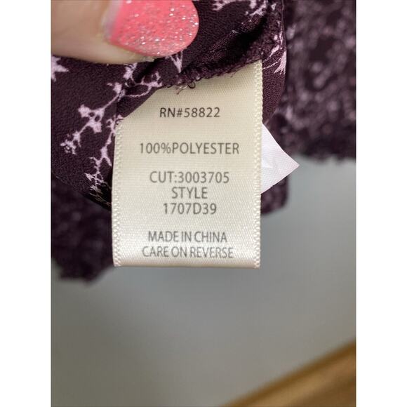 Max Studio Size Medium Ruffle Blouse Smocked Neck & Sleeves In Burgundy Boho - Picture 11 of 13